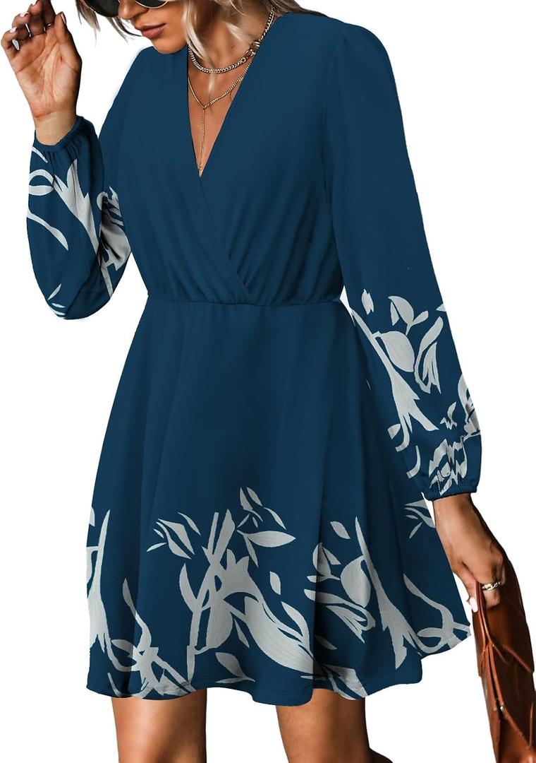MixShe Summer Dresses for Women 2025 Wedding Guest Dress Fall Fashion Italian Outfits Elegant Classy Homecoming Clothing Plus Size Beach Vacation Clothes (Blue Floral , XL)