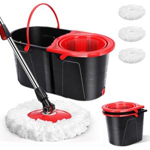 Spin Mop and Bucket with Wringer Set for Home,360 Mop and Bucket with Separate Clean and Dirty Water,Wet Dust Mop for Floor Cleaning with 3 Mop Heads Spin Mop and Bucket with Wringer Set for Home,360 Mop and Bucket with Separate Clean and Dirty Water,Wet Dust Mop for Floor Cleaning with 3 Mop Heads