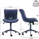 YOUNIKE Office Desk Chair with Wheels Armless Vanity Chair Modern Navy Blue, Standard