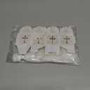 LEMESO 50 Pack Baptism Laser Cut Favor Boxes 2x2x3 Inch White Small Gift Boxes with Dotted Fold Lines Silk Ribbons and Cross Tags for Christening First Communion Wedding Baby Shower Bautizo