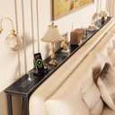 Huuger 118 Inch Sofa Table with Power Outlets and USB-C Ports, 5.9 Inch Narrow Entryway Table, Behind Couch Table with Storage, Extra-Long Console Table, Living Room, Black, 5.9"D 118.1''W 29.7''H