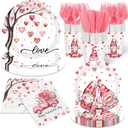 Pink Valentines Day Decorations Galentines Day Plates and Napkins Sets Heart Love Disposable Tableware for Birthday Baby Shower Engagements Weddings Anniversary Party Serves 24