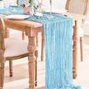 12Pack Baby Blue Cheesecloth Table Runner 10Ft Gauze Table Runner Blue Cheese Cloth Table Runners Long Sheer Fabric Tablerunners for Wedding Party Bridal Shower Thanksgiving Christmas