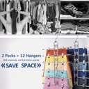Pants & Skirt Hangers with Clips, Newly Upgraded Detachable - Space Saving Hangers, 6-Tiers Foldable Skirt Hangers for Women - Hanging Closet Organizer and Storage-2pack, Patent Pending