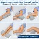 5 STARS UNITED Knee Pillow for Back Sleeping Cooling Cover - Memory Foam Cushion for Sciatica Pain Relief Under Leg Support for Sleeping on Back Half Moon Bolster for Bed, Arctic Gray