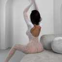 Avidlove Sexy Rave Bodysuit for Women Fishnet Bodysuit for Party Club Lace Leopard Jumpsuit Mesh Rave Outfits