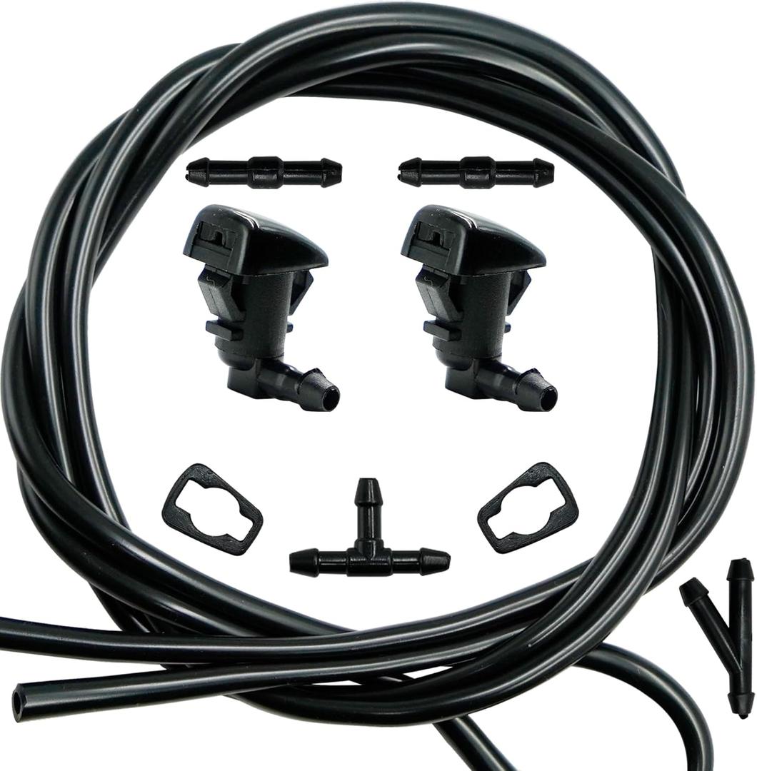 EDIETH 8E5Z17603A Windshield Washer Nozzles Kit with Hose & Adapters for Ford Fusion Mercury Milan Lincoln MKZ 2008 2009 2010 2011 2012 Replaces 8E5Z-17603-A Easy to Install