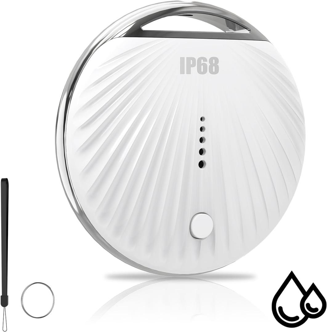 Air Tracker Tag, Smart Tag Bluetooth Tracker Works with Apple Find My (iOS Only), IP68 Waterproof, Replaceable Battery, Key Finder and Item Locator for Keys, Bags, Luggage, Wallet, etc (White)
