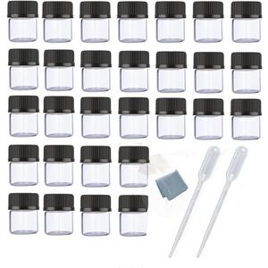 100PCS 1ML 1/4 Dram Mini Clear Glass Essential Oils Sample Bottles with Black Caps for Essential Oils,Chemistry Lab Chemicals, Perfumes. 2x 1ML plastic droppers