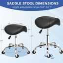 ANWBROAD Saddle Stool with Wheels Ergonomic Swivel Adjustable Rolling Stool with PU Leather Thick Wide Saddle Seat Padding Comfortable Rolling Saddle Chair for Salon Massage Clinic Black UWSS001B, 14.6 X 14.7 X 20.6 Inches