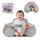 Upgraded Blublu Park Wider U-Shape Inflatable Sit Me Up Floor Seat for Baby 3-36 Months, Travel Portable Baby Chair with Activity Sensory Tray for Sitting Up, Indoor and Outdoor, Piano (Grey)