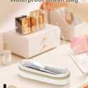 Soimeat Clear Travel Makeup Brush Holder, Leather Makeup Brush Toiletry Bag, Portable Cosmetic Brush Case, Transparent Waterproof Makeup Brush Storage Bag, White, Large