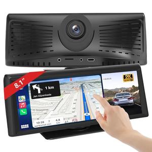 8.1" Wireless Carplay Screen for Car with 2K DVR & 1080P Backup Camera, Portable Touchscreen Car Stereo with Carplay & Android Auto, BT/FM/AUX/GPS Nav/Mirror Link/Voice Control for My Old Car