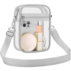USPECLARE Clear Purse Bag for Stadium Events Clear Messenger Bag for Men and Women Silver, Small