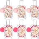 VioraWhite 12 Pcs Mini Suitcase Empty Storage Box and Plush Ball Keychain Candy Luggage Containers Packaging Case for Bridal Shower Baby Shower Party Favors Travel Gifts (Pink,Hot Pink)