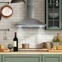 COSMO COS-63175 30 in. Vista Collection 380 CFM Ducted Wall Mount Range Hood, Button Controls, LED Lights, Stainless Steel
