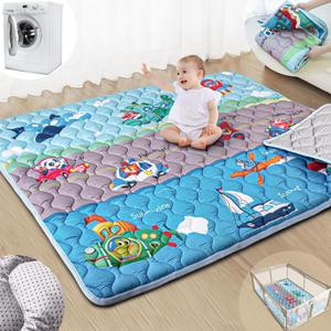 Baby Play Mats for Floor, 71"x 59" Upgraded Thickness & Larger Super Soft Playmat for Babies and Toddlers, Foldable Washable, Upgrade Anti-Slip Crawling Mat for Playpen(Vehicles)