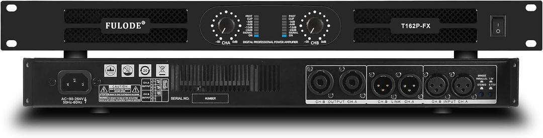 Professional 2-Channel Power Amplifier, 1U 2 x 1500W at 4-Ohm Audio Amp with XLR/Speakon Connectivity, Stereo/Bridge/Parallel Modes, Limiter & Overload Protection for Stage and Studio