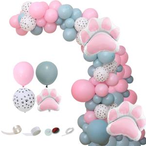 Balloon Combination,99 PCS Dusty Blue Pink Cat Theme Party Balloons Garland Kit with Cat Paw Foil Balloon Arch Kit for Birthday Baby Shower Party Wedding Home Party Summer Party Decorations