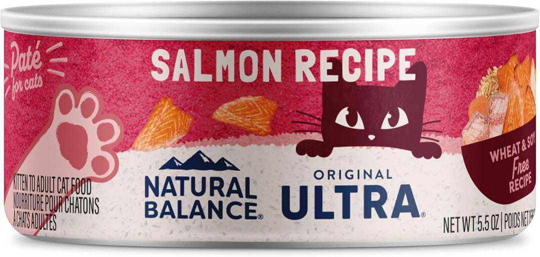 Natural Balance Original Ultra Adult Wet Canned Cat Food, Salmon Recipe, 5.5 Ounce, Best By: 10/09/27