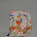 PAZIMIIK Floral Makeup Bag Large Cotton Zipper Pouch for Purse Travel Canvas Make Up Organizer for Women Cosmetic,Garden Orange