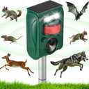 Solar Ultrasonic Animal Repellent Outdoor, Squirrel Deer Repellent Devices Motion Detection,IP65 Waterproof Cat Mouse Raccoon Dog Bird Repellent Deterrent