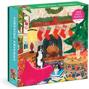 Galison Fireside Friends 1000 Piece Puzzle in Square Box from Galison Holiday Puzzle for Adults with Beautiful Artwork, Thick and Sturdy Pieces, Makes a Wonderful Gift