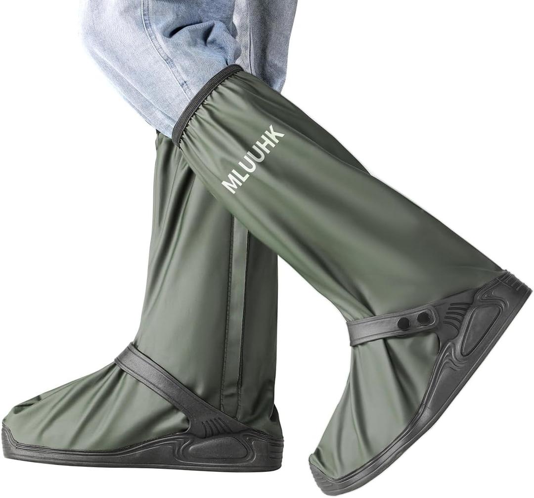 Rain Shoe Covers, Reusable Waterproof Rain Cover for Shoes, Non-Slip PVC Snow Boot Covers for Men and Women (X-Large, Green)