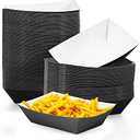 Yinkin 80 Pcs Paper Food Trays Boat Christmas 2lb Disposable Nacho Trays Kraft Paper Boat for Tacos Concession French Fries Snack Hot Dog BBQ Popcorn Wedding Christmas Party Supplies(Black)