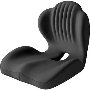 Seashell Memory Foam Seat Cushion -for Office Chair, Truck seat, Car Seat,Desk Chair, L-Shaped Back Support & Sciatica Relief & Tailbone & Coccyx Pain Relief for Long Sitting & Driving(Black, L)