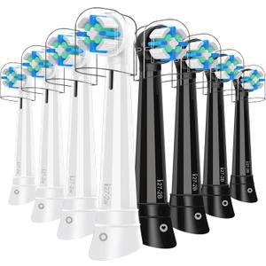 8 Pcs IO Replacement Heads Compatible with Oral B IO 2/3/4/5/6/7/8/9/10/Deep Clean Electric Toothbrush, Medium Bristles Brush Heads Compatible with Oral B IO for Plaque Removal (Black/White)