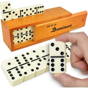 Queensell Jumbo Dominoes Set for Adults and Kids  Domino Set for Classic Board Games  Jumbo Dominoes Double 6 for Travel Games  Dominos Set for Adults 28 Tiles