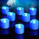 Homemory Blue Tea Lights Candles Battery Operated, 200+Hour Flameless Flickering Fake Electric LED Colored Tealights Candles for Wedding Table Decor, Theme Party, Anniversary, Proposal, 24-Pack