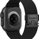 Elastic Sport Band for Apple Watch Ultra 3/2/1 Bands  Men Women, Adjustable Parachute Buckle Nylon Fabric Wristband for iWatch Series 11 10 SE 9 8 7 6 5 4 3 (All Black),  42mm(Series 3)/49mm/46mm/45mm/44mm