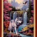 Dooxvey Cross Stitch Kits for Adults Stamped Full Range of Embroidery Starter Kits for Beginners 11CT Printed Cross Stitch Patterns Needlepoint Kits Stamped Crossstitching-Wolf Falls 16x20 inch (ColorKit32)