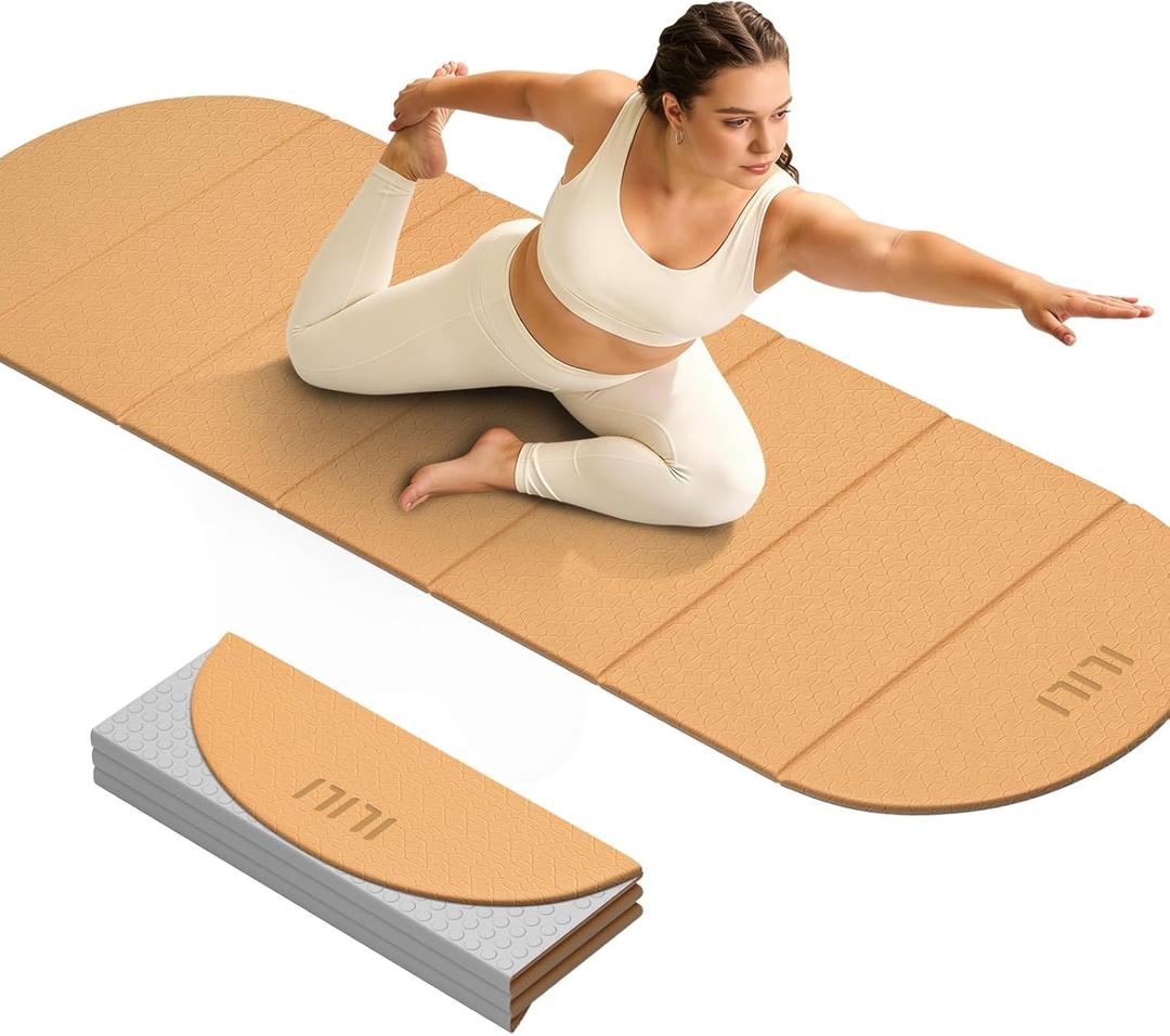 ILILI Foldable Yoga Mat, 10mm Thick, 75x26 Inch Extra Long, Exercise Mat
