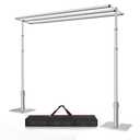 10x10 Triple Crossbar Pipe and Drape Stand Kit, Heavy Duty Backdrop Stand Adjustable, Sturdy Metal Back Drop Decoration Frame with Flat Base for Parties, Flower Wall, Wedding,Trade Shows, Photo Shoot