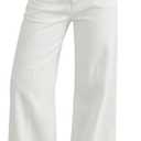 GRAPENT Pull On Womens Jeans Baggy Stretchy High Waisted Denim Wide Leg Trouser Pants Trendy Front Seam 90s Loose Jean (White, S)