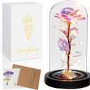 Childom Mothers Day Flowers Gifts for Mom from Daughter Son,Birthday Gifts for Women,Mom Presents for Her,Colorful Rainbow Light Up Rose in A Glass Dome Grandma Presents for Her Wife Girls Valentines