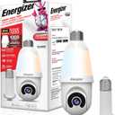 Energizer Smart 2K Light Bulb Security Camera, 1000 Lumens LED Light, 5GHz & 2.4GHz Wi-Fi Outdoor Socket Camera, Auto Tracking, Pan and Tilt, Night Vision, 2-Way Audio, Works with Google Home & Alexa (White)