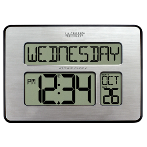 Atomic Digital Wall Clock with Calendar and Indoor Temperature