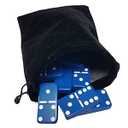 Marion & Co. Domino Double Six 6.Blue Tiles Jumbo Tournament Professional Size with Spinners in Black Elegant Velvet Bag