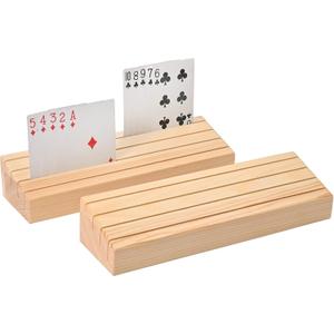 WILLOWDALE Wooden Card Holder for Playing Cards Set of 2, Canasta Cards Bridge Card Playing Card Holders for Adults, Solid Wood Card Holder for Hand and Foot, Skipbo Cards, Uno Card Game