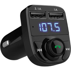 Handsfree Call Car Charger, Wireless Bluetooth 5.3 FM Transmitter Radio Receiver, MP3 Audio Music Adapter, Dual USB Ports, LED Show Voltage/FM Frequency, Compatible for iPhone Samsung Smartphones