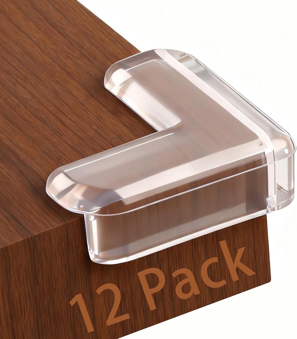 2 x Baby Corner Protector Corner Protector Baby Furniture Corner Protection Transparent Cover Sharp Furniture and Table Top Edges with Adhesive 12 Pack(L-Shaped)
