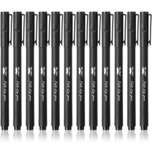 Mr. Pen- Felt Tip Pens, Pack of 12, 0.7mm Point Tip, Black Felt Tip Pens, Fast Dry, Planner Markers