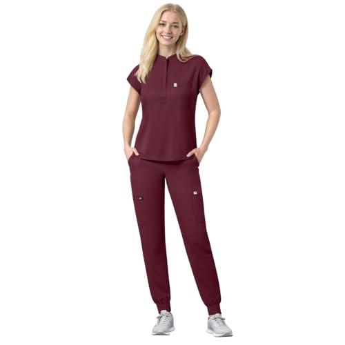 Eipnare Scrubs Set for Women Medical Uniform Nurse Suit, Anti-Wrinkle Scrub Top Jogger Pant&11 Pockets,4 Way Stretch Workwear M