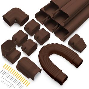 Windspeed Mini Split Line Set Cover 3" 10Ft AC Line Pipe Duct Cover for Outside Units Mini Split Wall , Air Central Conditioner, HAVC and Heat Pumps (coffee browm)