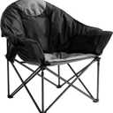 Oversized Camping Chair with Cup Holder & Carry Bag - 500lbs Heavy Duty Moon Saucer Chair for Outdoor, Lawn, Sports, Patio - Padded Folding Sofa Chair, Black & Gray