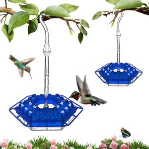 Hummingbird Feeder,2025 Premium Ant & Bee Proof Hummingbird Feeder - 32-Port Clear Nectar Reservoir, Easy Clean Hanging Design, Leak-Proof Outdoor Garden Decor, (2, Blue)